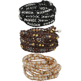 3pk Fromm 1907 Leather Beaded Wrap Bracelets – Boho Fashion