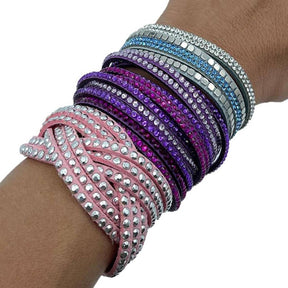3pk Fromm Moonrise Twist Single Wrap Leather Rhinestone Bracelet