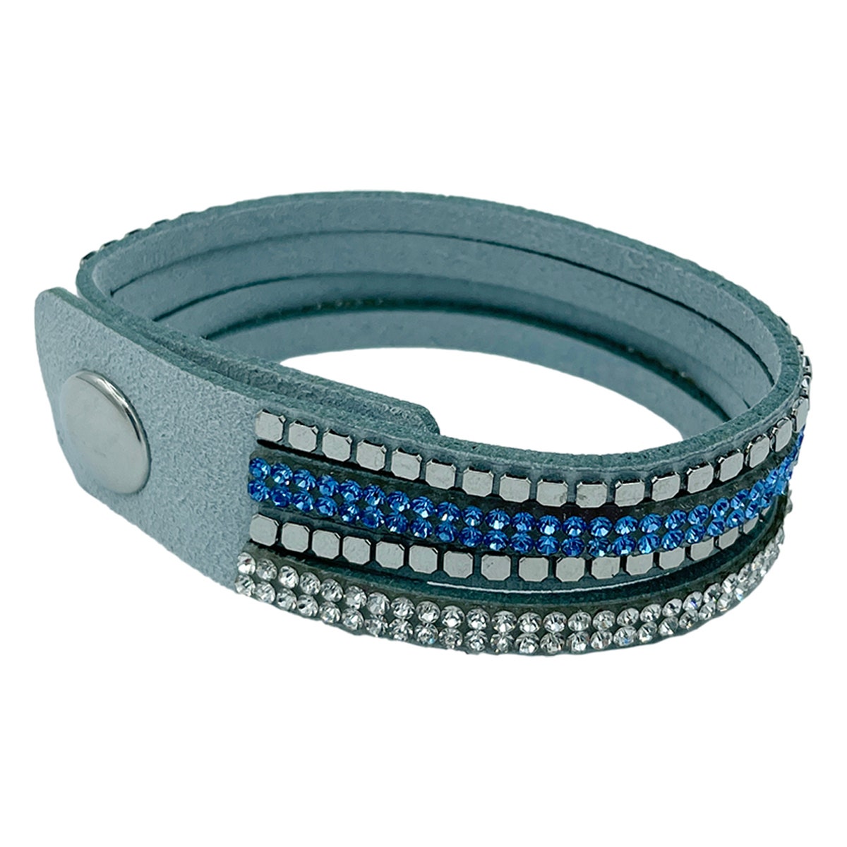 3pk Fromm Moonrise Twist Single Wrap Leather Rhinestone Bracelet