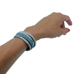 3pk Fromm Moonrise Twist Single Wrap Leather Rhinestone Bracelet