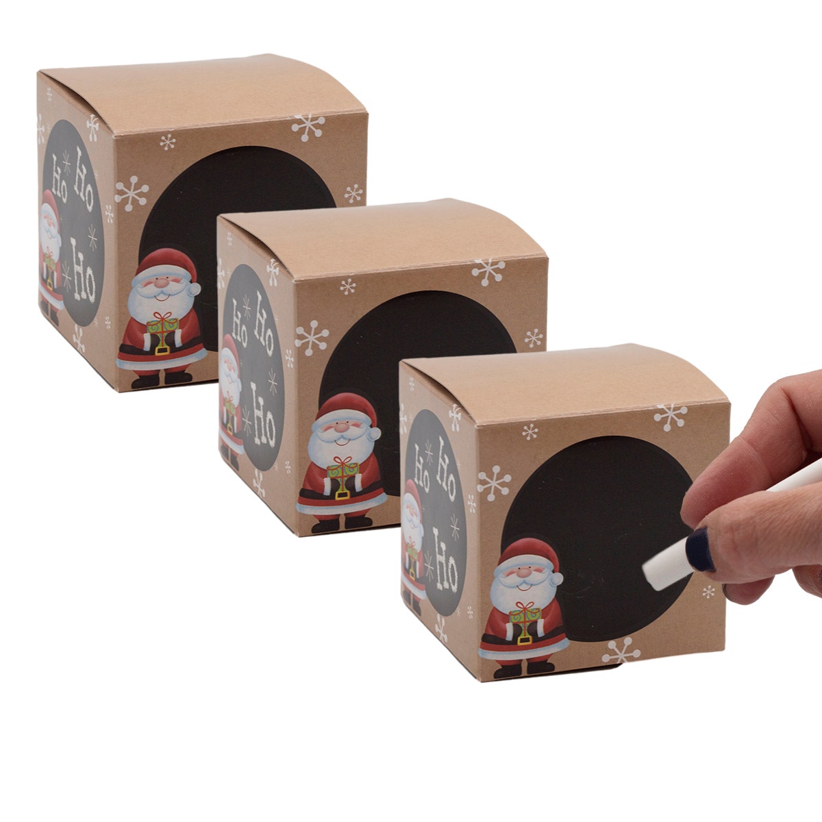 3pk Christmas Chalkboard 3" Boxes with Chalk for Treats & Gifts