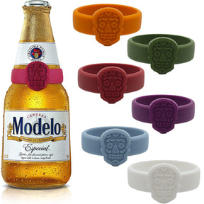 6pk Modelo Sugar Skull Bottle Markers - Bottleneck Drink Tags