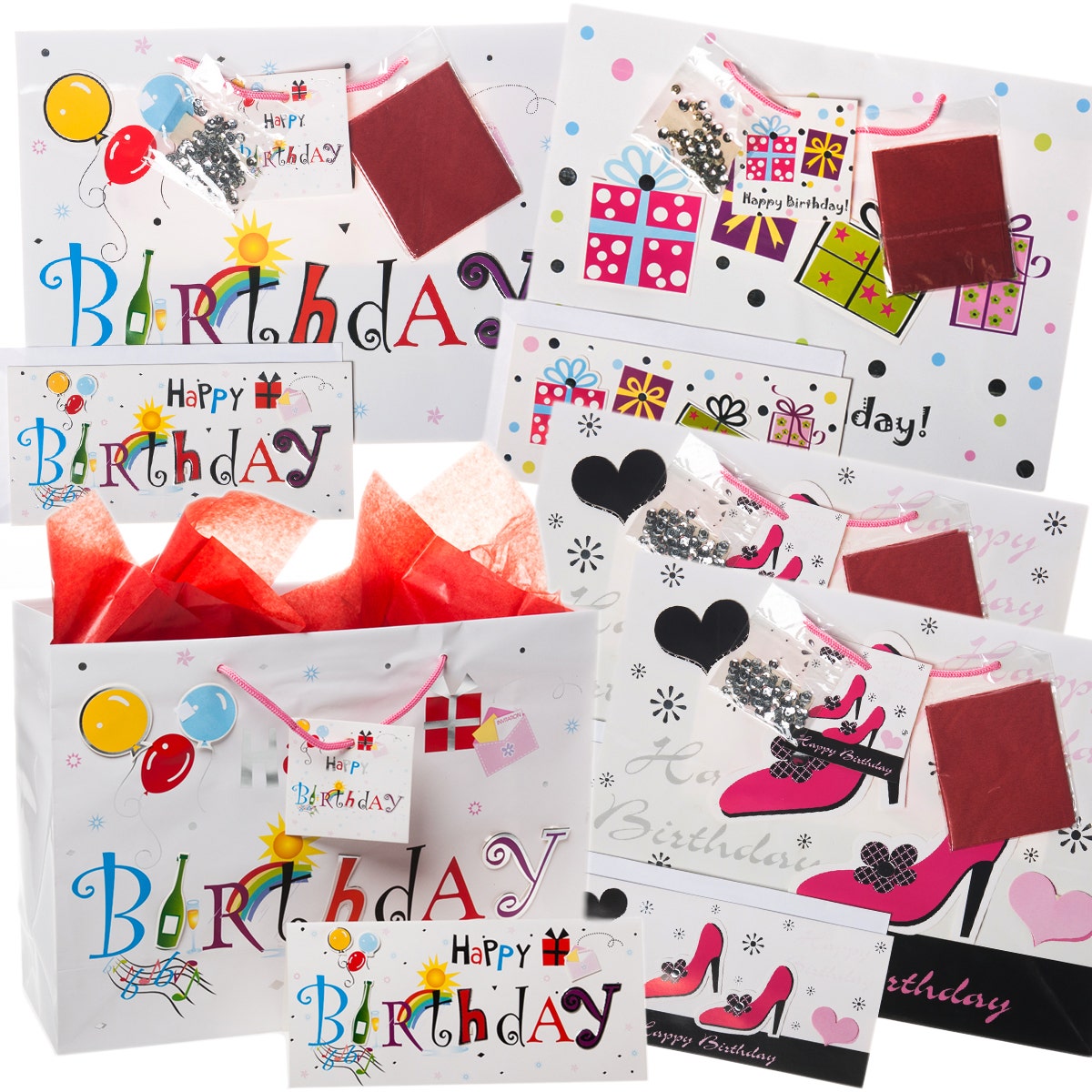 20pc Happy Birthday Gift Bag Set – Cards, Tissue Paper, Sprinkles