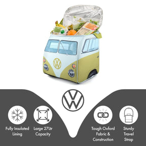 VW Campervan Cooler Bag 30L, Mango Green - Soft Sided Insulated Cooler Bag With Strap