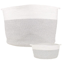2pc Set Large Cotton Woven Baskets for Blankets, Clothing, Toys