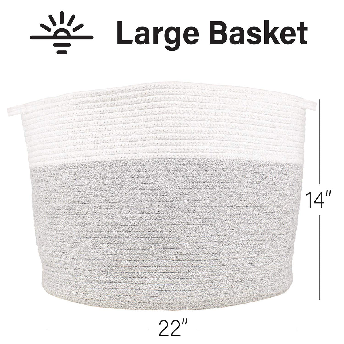 2pc Set Large Cotton Woven Baskets for Blankets, Clothing, Toys