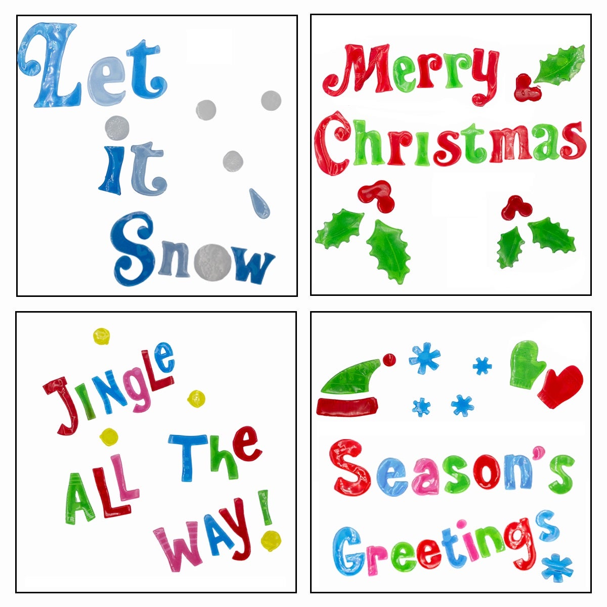 Christmas Gel Clings Phrases– Holiday Décor For Windows & More