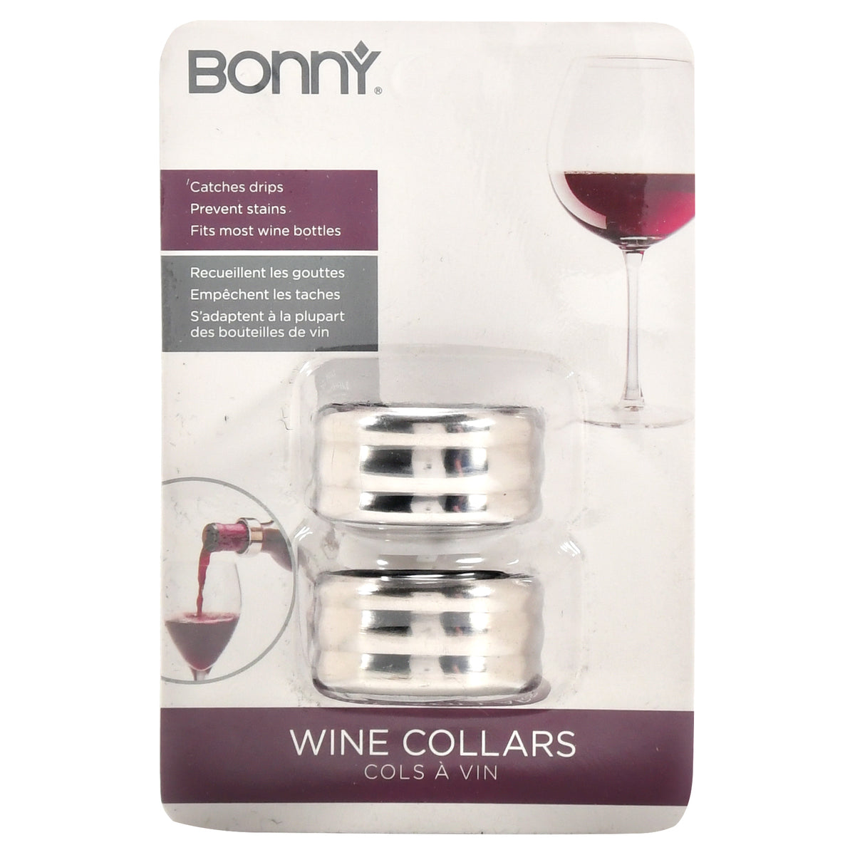 2pk Wine Collars, Catches Drips, Prevents Stains - Fits Most Wine Bottles