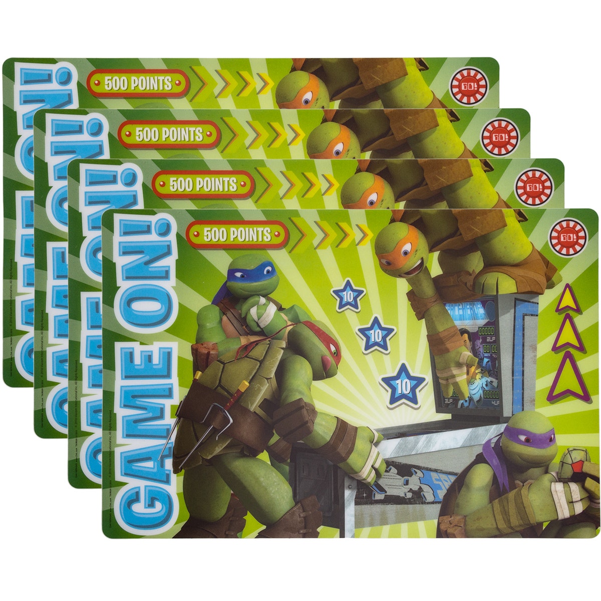 4pk Teenage Mutant Ninja Turtles Game On! Placemats By Zak!