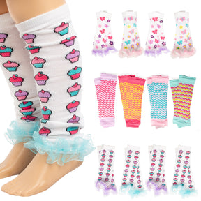 4pk Baby-Little Girl Leg Warmers – Cute Ruffles & Patterns