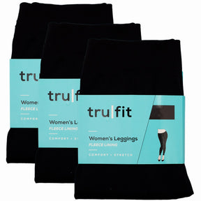 3pk TruFit Women's Fleece-Lined High-Waist Full-Length Leggings