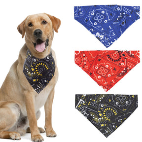 3pk Bandana Dog Collar Accessory – Classic Paisley Pet Bibs (Medium/Large)