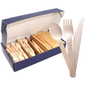 350+ Piece Rasu Wood Cutlery Set – Disposable, Biodegradable
