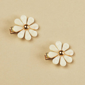 2pk Mother of Pearl Flower Barrette Hair Clips by Each Jewels