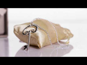 Set Of 2 Silver Wishbone & Key Charm Necklaces In Gift Boxes