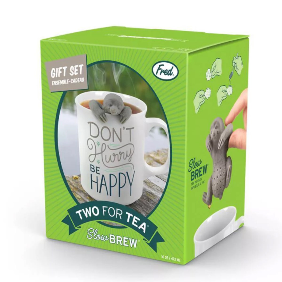 Fred Sloth Tea Infuser & 16oz Ceramic Mug Set - Microwave Safe