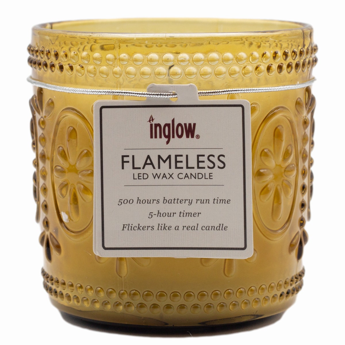 4pk Flameless Flickering LED Wax Pillar Candles - Amber Glass