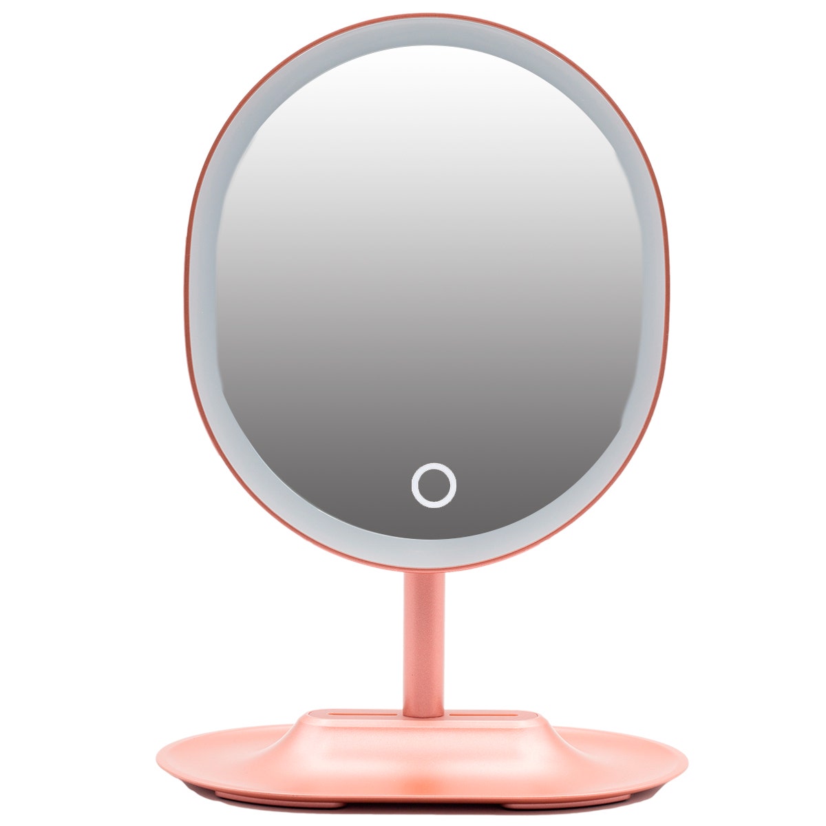 LED Dimmable Tabletop Oval Makeup Mirror With Vanity Tray