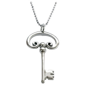 Set Of 2 Silver Wishbone & Key Charm Necklaces In Gift Boxes