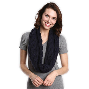 Women’s Cable Knit Infinity Scarf By Tickled Pink – Soft, Versatile