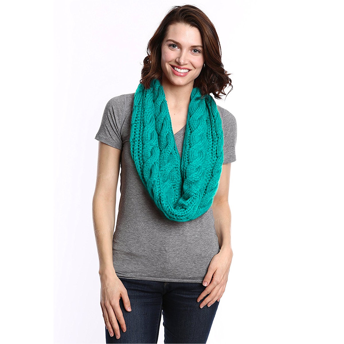 Women’s Cable Knit Infinity Scarf By Tickled Pink – Soft, Versatile