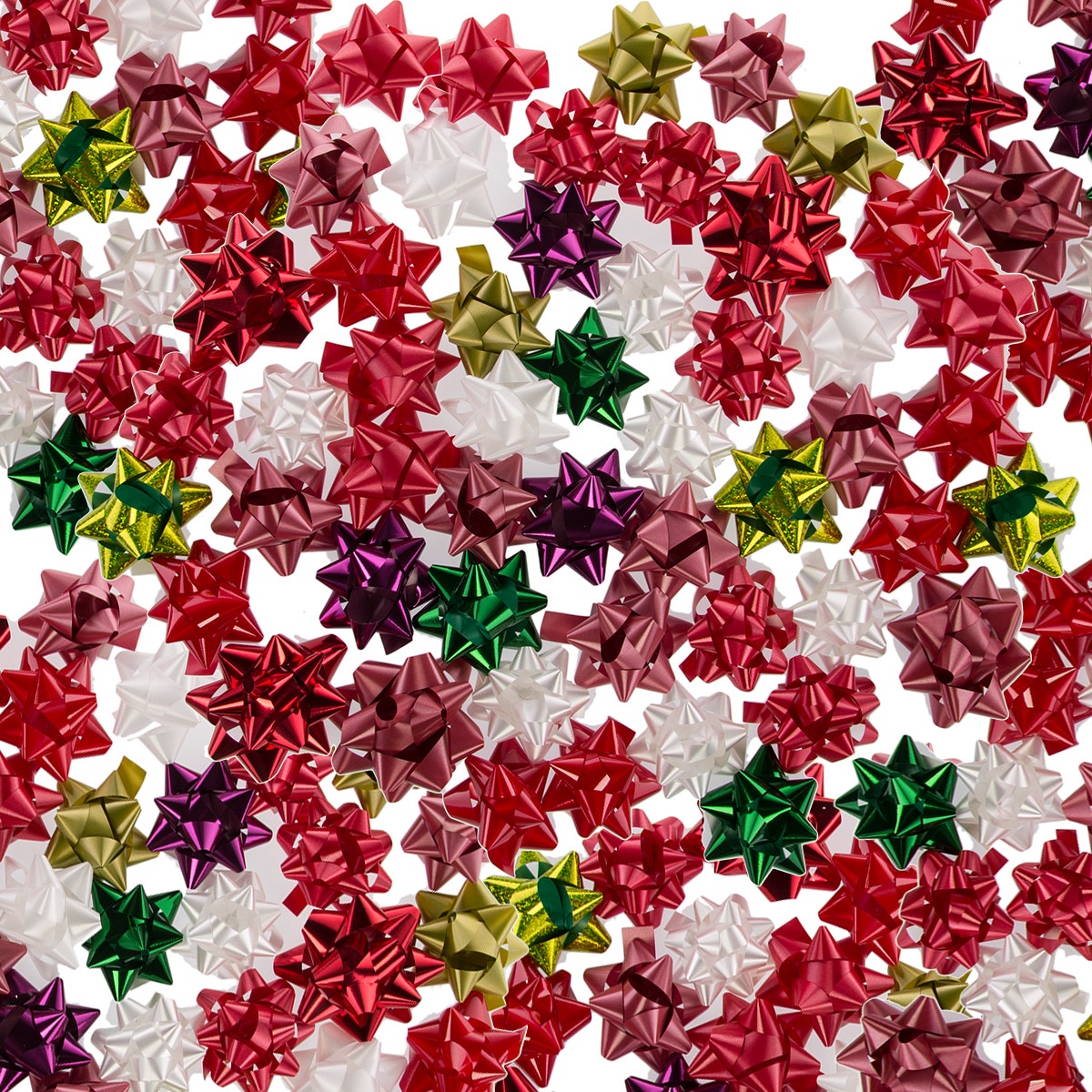 200pk Assorted Color Holiday Gift Bows - Easy Peel-N-Stick