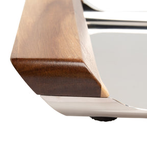 Savora Stainless Steel Bar-Serving Tray - Acacia Wood Handles