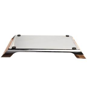 Savora Stainless Steel Bar-Serving Tray - Acacia Wood Handles