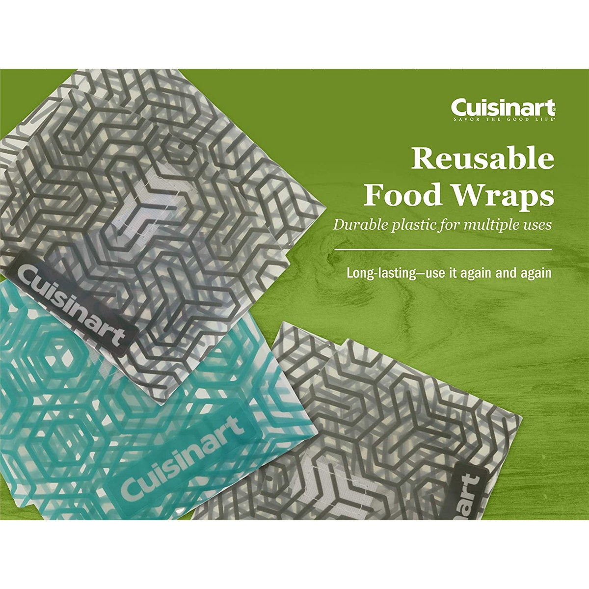 2pk Cuisinart Reusable Wraps with Velcro for Sandwiches & More