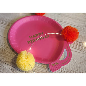 12pk Balloon-Shaped 7” Birthday Party Paper Plates – 4 Colors