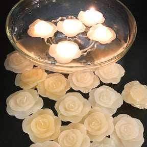 20pk Floating Roses Ivory Wax Candles - Light Gardenia Scent