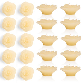 20pk Floating Roses Ivory Wax Candles - Light Gardenia Scent