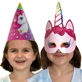 24pc Set Unicorn Party Hats & Masks – Birthday & Dress-Up Fun!