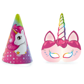 24pc Set Unicorn Party Hats & Masks – Birthday & Dress-Up Fun!