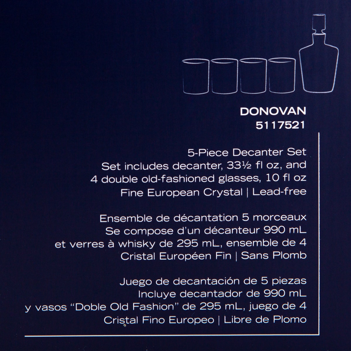 5pc Mikasa Donovan Decanter Set – European Lead-Free Crystal