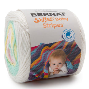 Bernat Softee Baby Stripes 100% Acrylic Light #3 Yarn Cake
