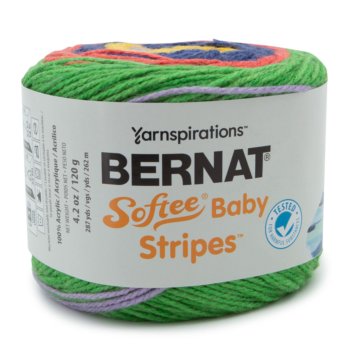 Bernat Softee Baby Stripes 100% Acrylic Light #3 Yarn Cake