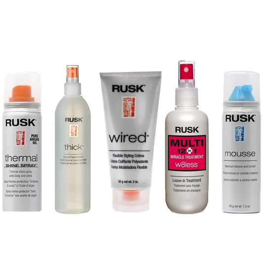 5pc Rusk Hair Products Sample Variety Pack – Travel Size