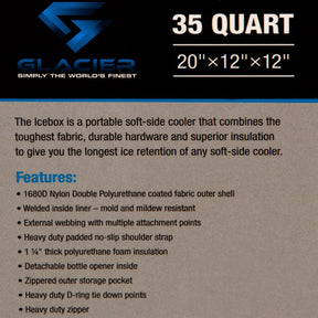 35QT Glacier Icebox Cooler – Soft, Lightweight Insulated To Go