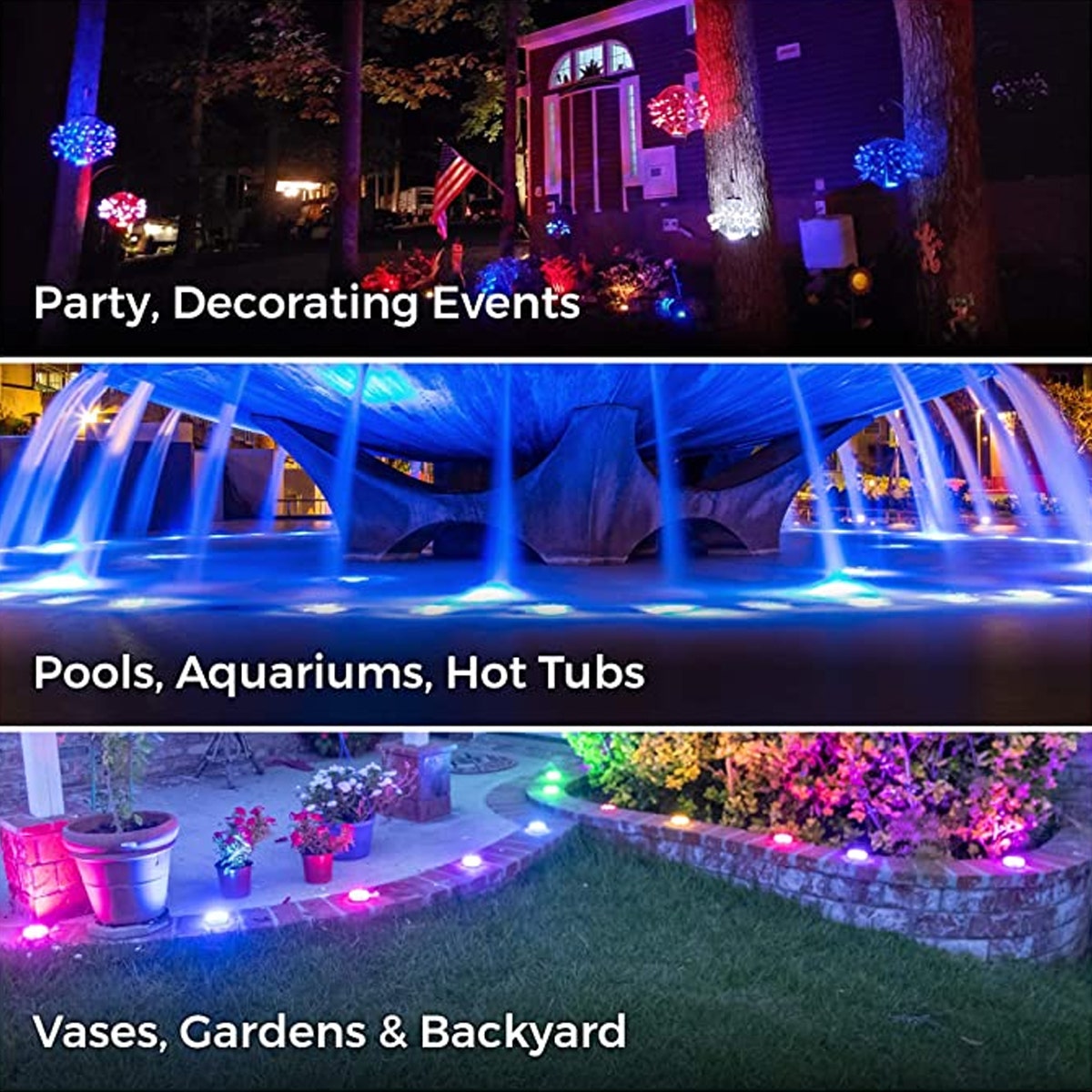 4pk EFX Submersible LED Lights With Remote Waterproof Underwater Color Changing