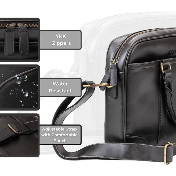 Luxury Genuine Leather Laptop Bag Briefcase With Shoulder Strap