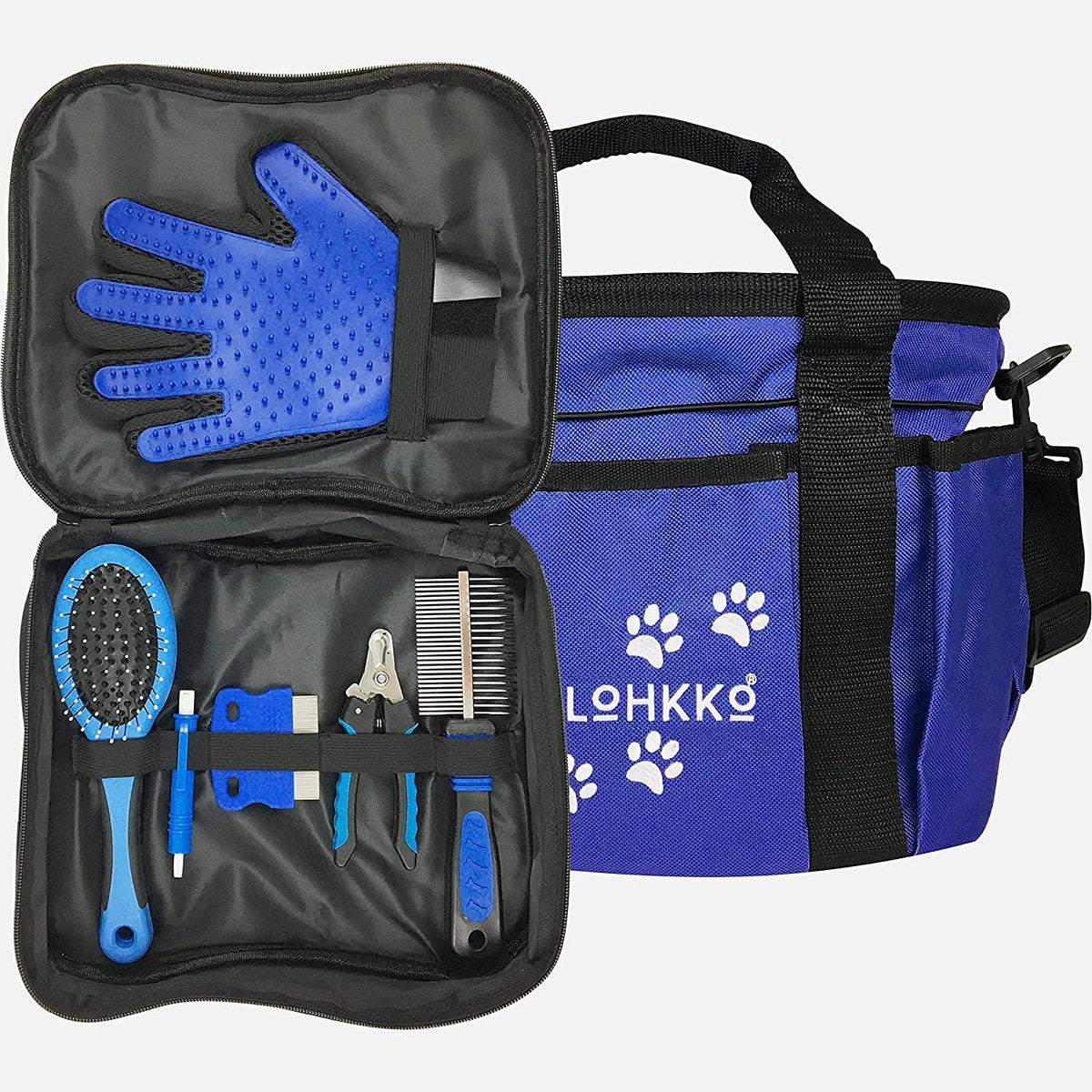 8pc Dog Cat Pet Grooming Kit With Organizer & Travel Tote