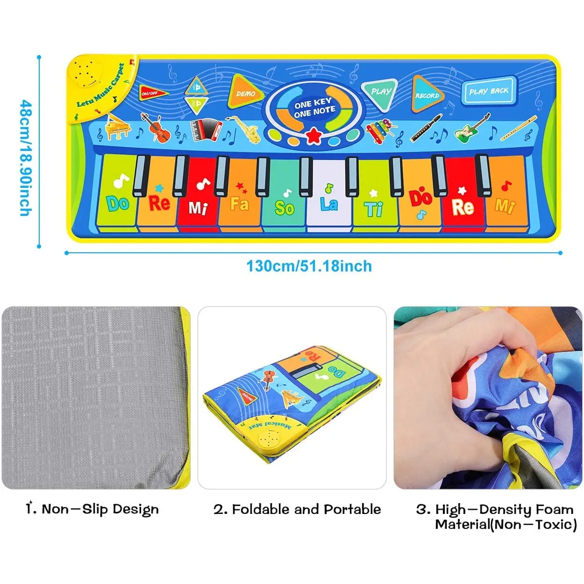 Musical Mat Kids Keyboard – 8 Instruments, Records Songs