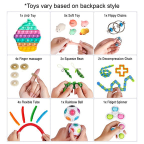 28pc Fidget Toy Fun Pack In Kids Backpack – Fun On The Go!