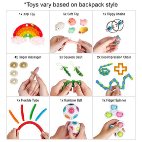 28pc Fidget Toy Fun Pack In Kids Backpack – Fun On The Go!