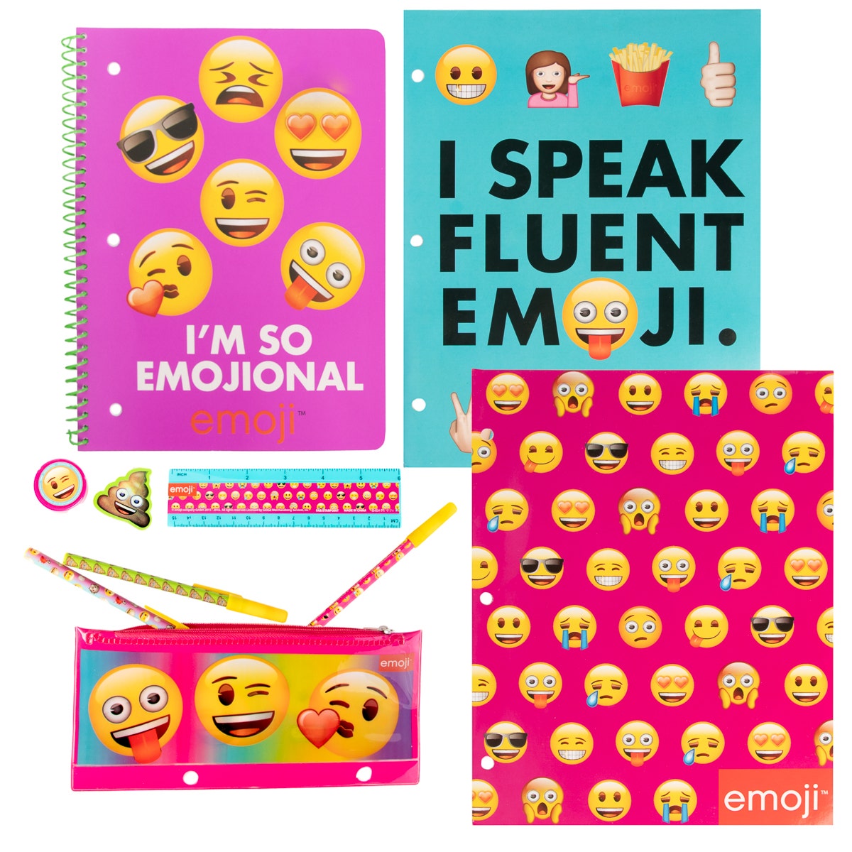 11pc Kids Stationery Set By Emoji - Folders, Notebooks & More!