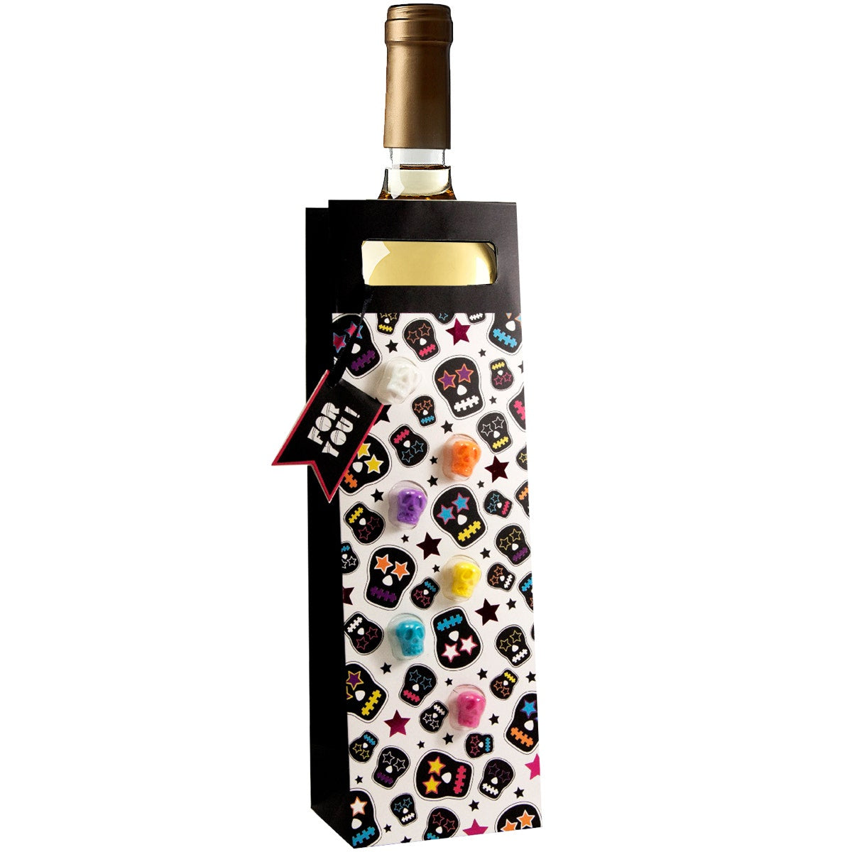Wine Bottle Gift Bag Set With 6 Silicone Charm Wine Glass Markers
