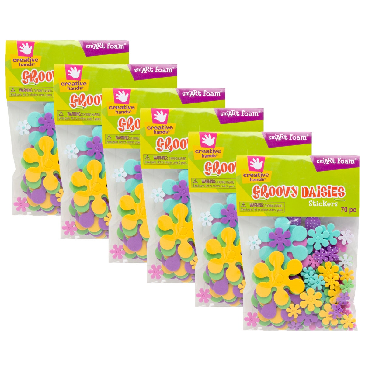 6pk Groovy Daisies Foam Sticker Sets – 720 Flowers Total!