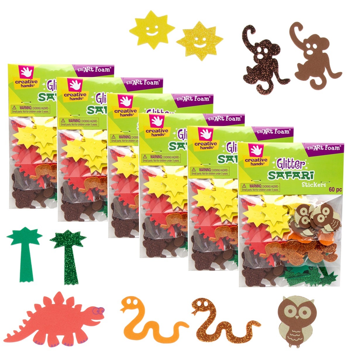 6pk Glitter Safari Sticker Activity Set – 360 Stickers Total!