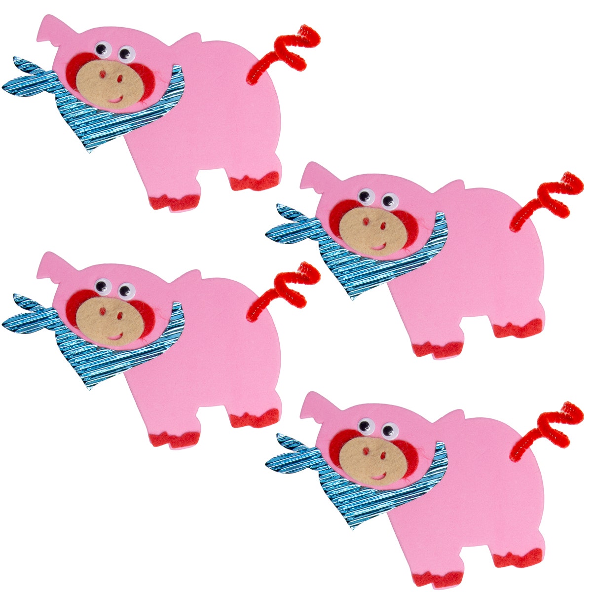 8pk Pig Foam Stickers with Googly Eyes - Makes 32 Pigs Total!